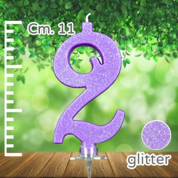 CANDELINA NUMERO 2 LILLA GLITTER PZ.1