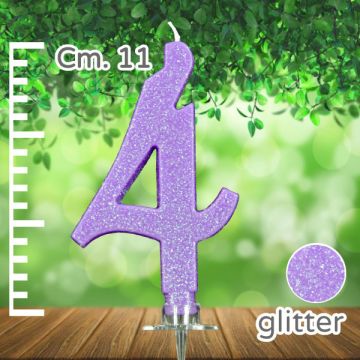 CANDELINA NUMERO 4 LILLA GLITTER PZ.1
