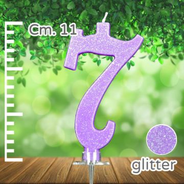 CANDELINA NUMERO 7 LILLA GLITTER PZ.1