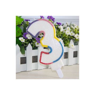 CANDELINA NUMERO 3 MULTICOLOR PZ.1