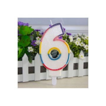 CANDELINA NUMERO 6 MULTICOLOR PZ.1