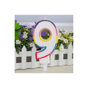 CANDELINA NUMERO 9 MULTICOLOR PZ.1