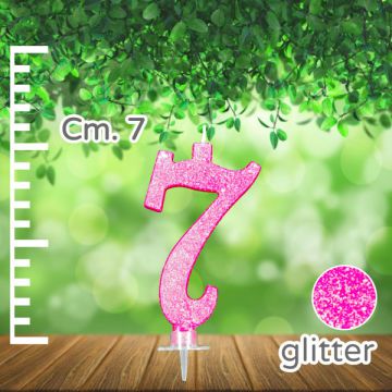 CANDELINA NUMERO 7 FUCSIA GLITTER PZ.1