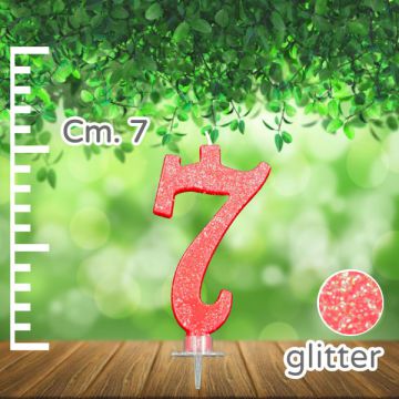 CANDELINA NUMERO 7 ROSSA GLITTER PZ.1