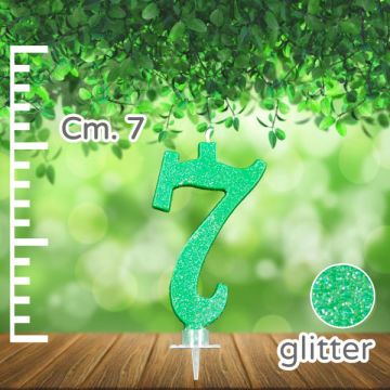 CANDELINA NUMERO 7 VERDE GLITTER PZ.1
