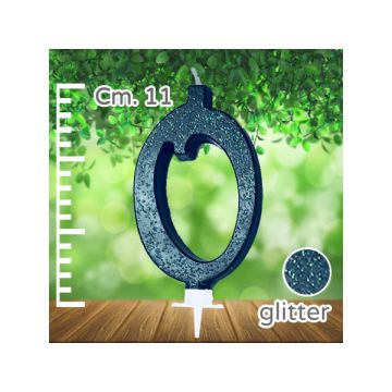 CANDELINA NUMERO 0 NERA GLITTER PZ.1