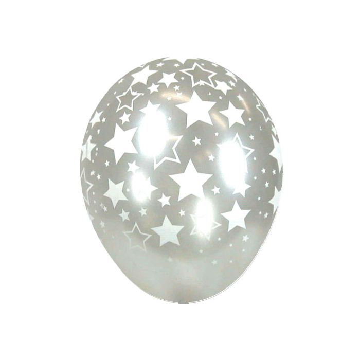 Palloncino Stelle 12" Pz.100 Colore Perlato Argento 481 Stampa Bianca Cm.30 main product photo