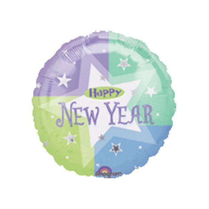 Palloncino Happy New Year Shimmer Pz.1 Mylar Tondo 18" Cm.45 main product photo