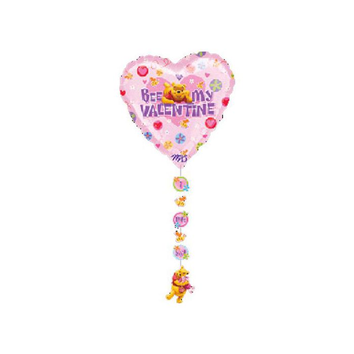 Palloncino Pooh Valentine Pz.1 Mylar Cuore 24" Cm.61 X Cm.137 Drop-a-line main product photo
