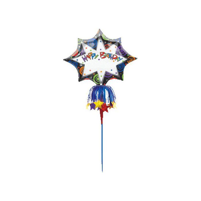 Palloncino Happy Birthday Pz.1 Mylar Sagomato Cm.141 Con Bacchetta Decorata main product photo