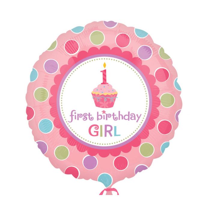 Palloncino 1° Compleanno Rosa Pz.1 Mylar Tondo 18" Cm.45 main product photo