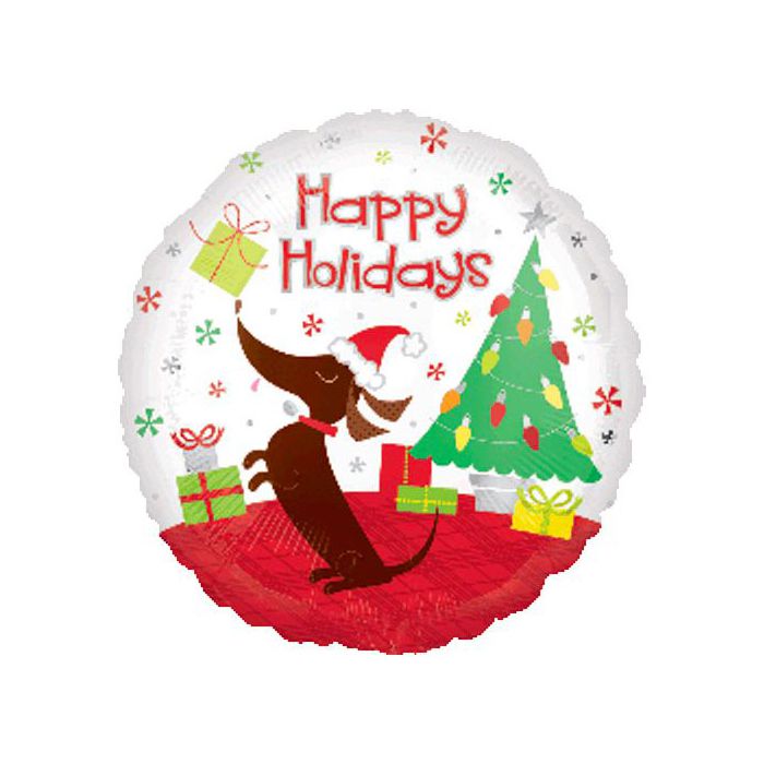 Palloncino Happy Holidays Puppy Pz.1 Mylar Tondo 18" Cm.45 main product photo