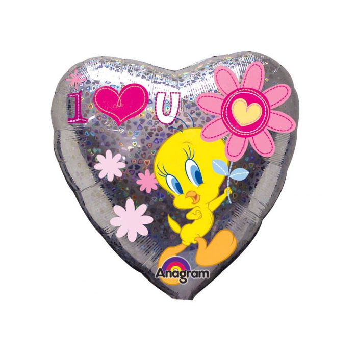 Palloncino Titti Fiore Love Pz.1 Mylar Cuore 18" Cm.45 Holographic main product photo