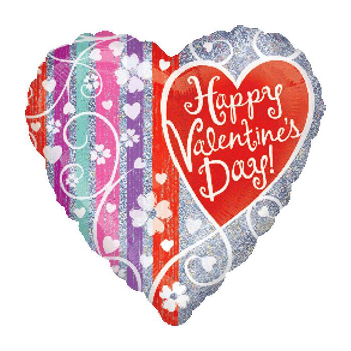 Palloncino Happy Valentine Day Pz.1 Mylar Cuore 18" Cm.45 Holographic main product photo