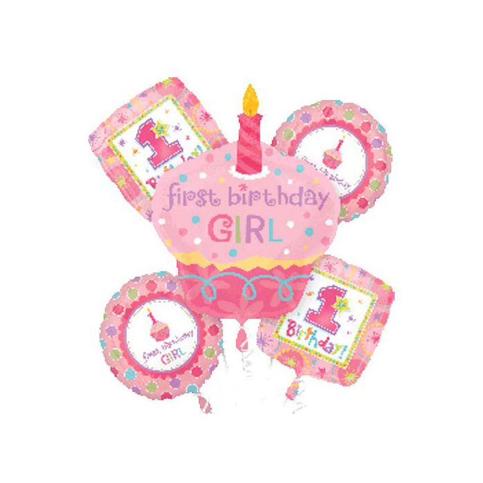 Palloncino 1° Bambina Bouquet Mylar Bouquet Pz.5 main product photo