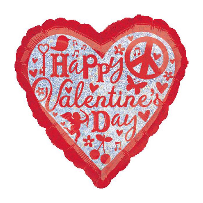 Palloncini Happy Valentine Day Pz.1 Mylar Cuore 18" Cm.45 Holographic main product photo