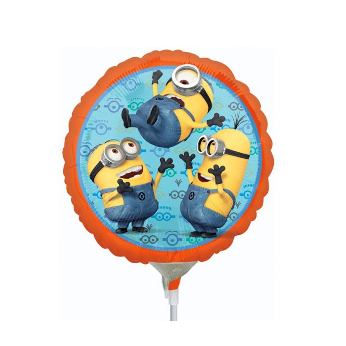 Palloncini Minions Pz.5 Mylar Tondo 9" Cm.23 Da Saldare Esclusa Bacchetta main product photo