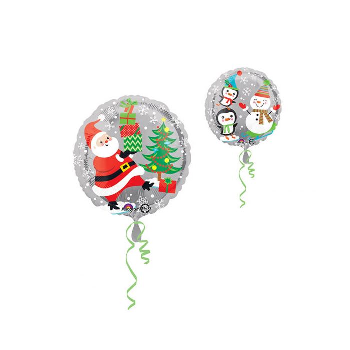 Palloncino Babbo Natale E Pinguini Pz.1 Mylar Tondo 18" Cm.45 main product photo