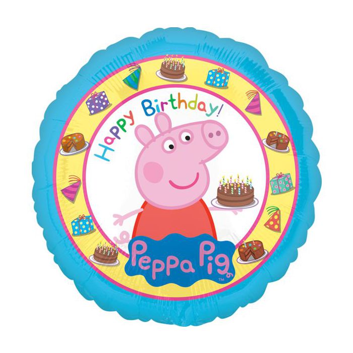 Palloncino Peppa Pig Compleanno Pz.1 Mylar Tondo 18" Cm.45 main product photo