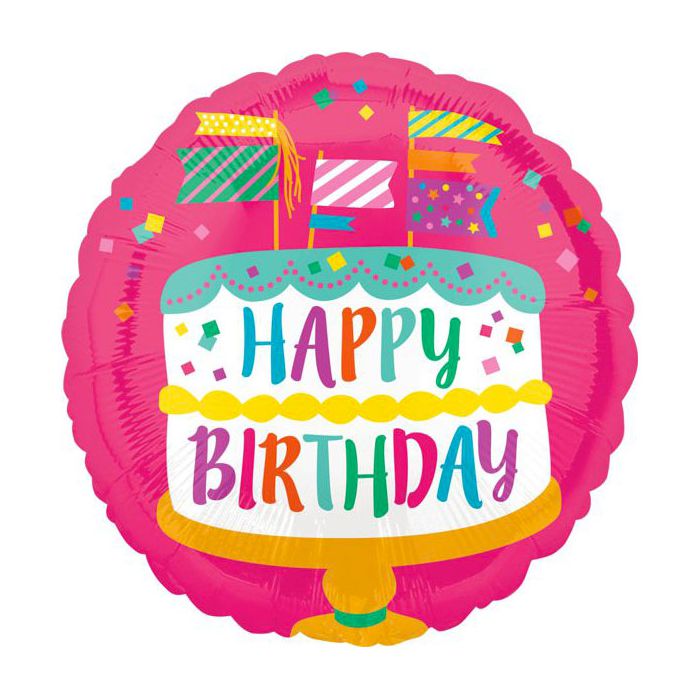 Palloncini Compleanno Torta Pz.1 Mylar Tondo 18" Cm.45 main product photo