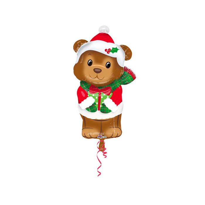 Palloncino Orsetto Natale Pz.1 Mylar Sagomato 18" Cm.73 X Cm.43 main product photo