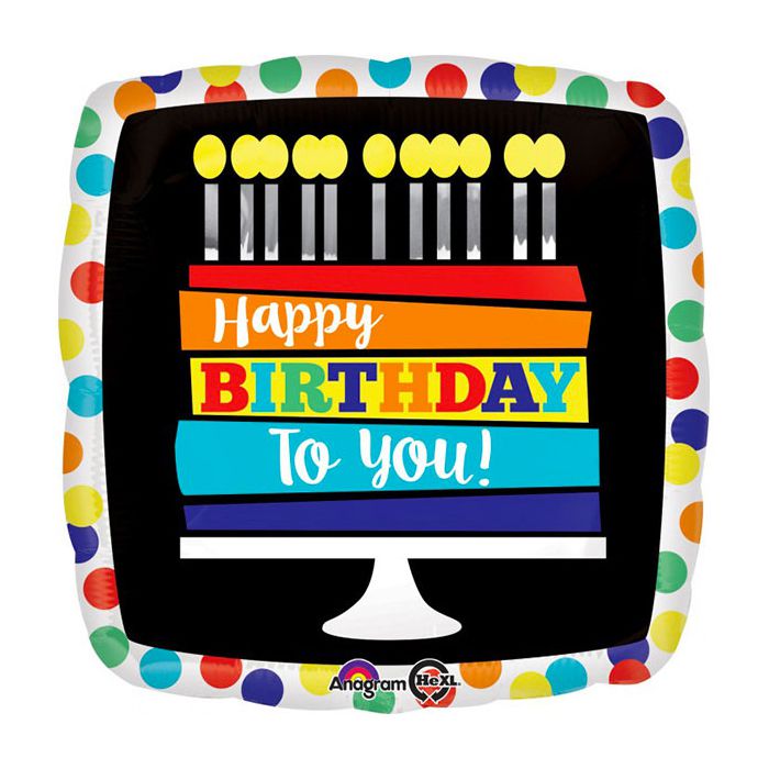 Palloncini Compleanno Torta Pz.1 Mylar Quadrato 18" Cm.45 main product photo
