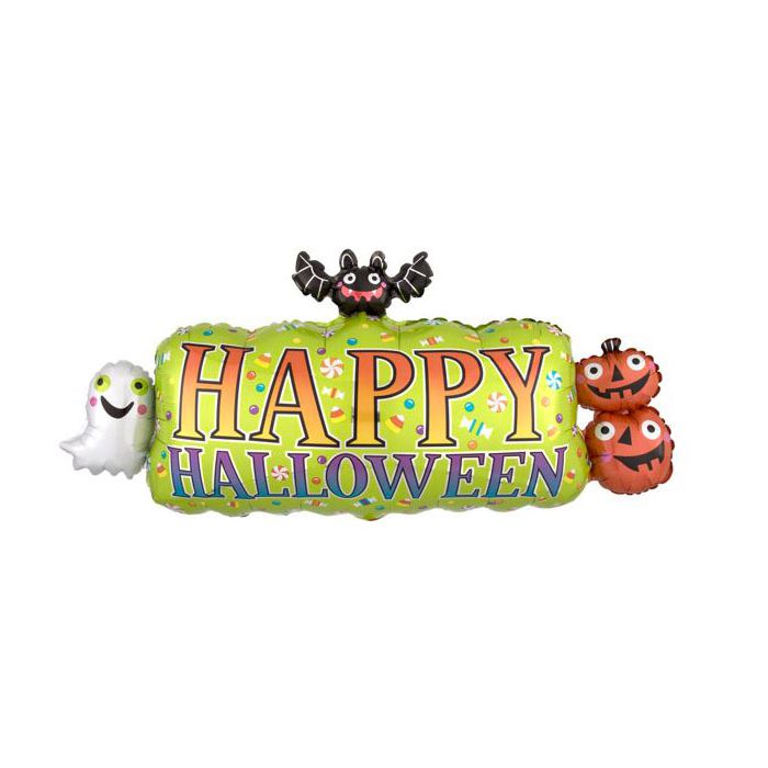 Palloncino Banner Halloween Pz.1 Mylar Sagomato 36"/91cm W X 16"/40cm H main product photo