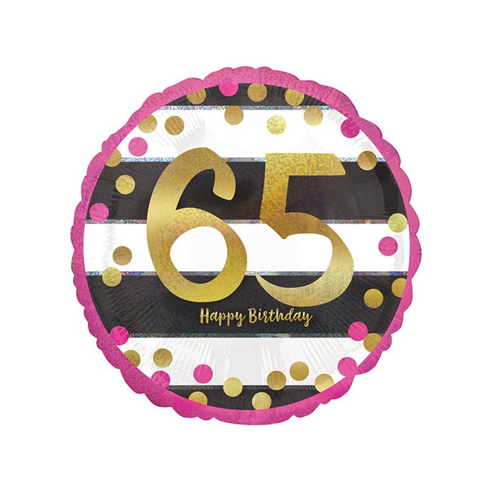 Palloncino 65° Compleanno Milestone Pz.1 Mylar Tondo 18" Cm.45 Holographic main product photo