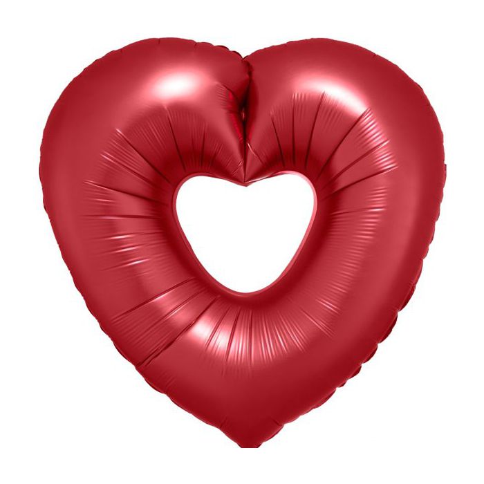 Palloncino Cuore Aperto Rosso Pz.1 Mylar Sagomato 25"/63cm W X 26"/66cm H main product photo