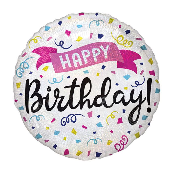 Palloncino Compleanno Banner Pz.1 Mylar Tondo 17" Cm.43 Holographic main product photo