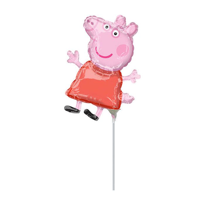 Palloncini Peppa Pig Pz.5 Mylar Mini Shape Da Saldare Esclusa Bacchetta 9"/22cm W 12"/30cm H main product photo
