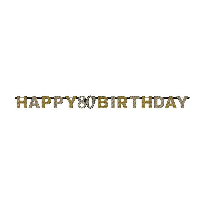 Festone 80° Compleanno Gold Pz.1 Lunghezza Mt.2.13 main product photo
