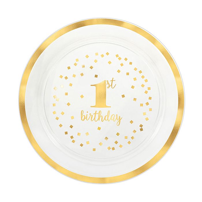 Piatto 1° Compleanno Krystal Pz.1 Cm.40 - Trasparente E Oro main product photo