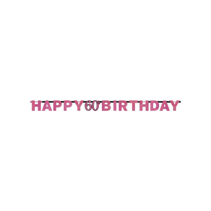 Festone 60° Compleanno Pink Pz.1 Lunghezza Mt.2.13 main product photo