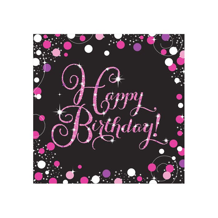 Tovagliolo Happy Birthday Pink Pz.16 Cm.33x33 main product photo