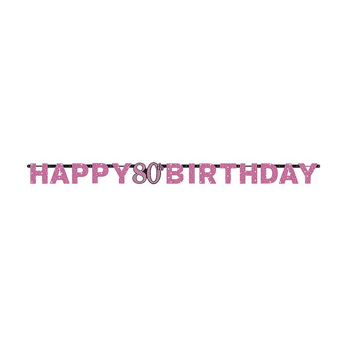 Festone 80° Compleanno Pink Pz.1 Lunghezza Mt.2.13 main product photo