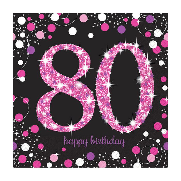 Tovaglioli 80° Compleanno Pink Pz.16 Cm.33x33 main product photo