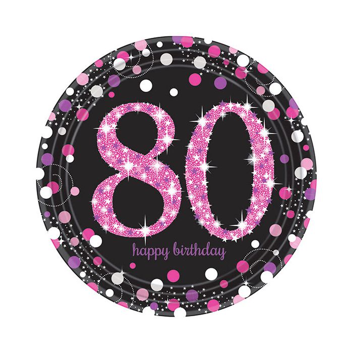 Piatti 80° Compleanno Pink Pz.8 Cm.23 - Prismatic main product photo