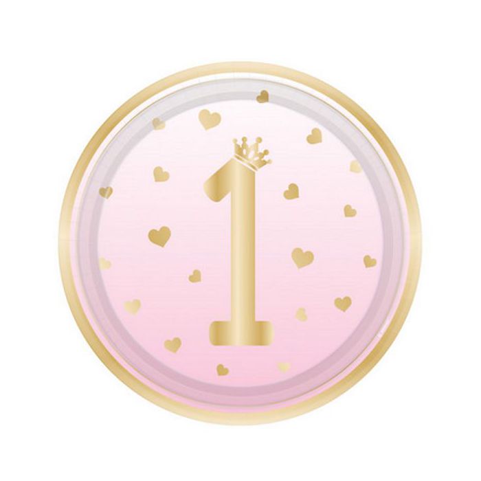 Piatti 1 Compleanno Pink Ombre Pz.8 main product photo