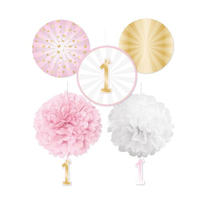 Kit decorazione 1 compleanno rosa pz.5 main product photo