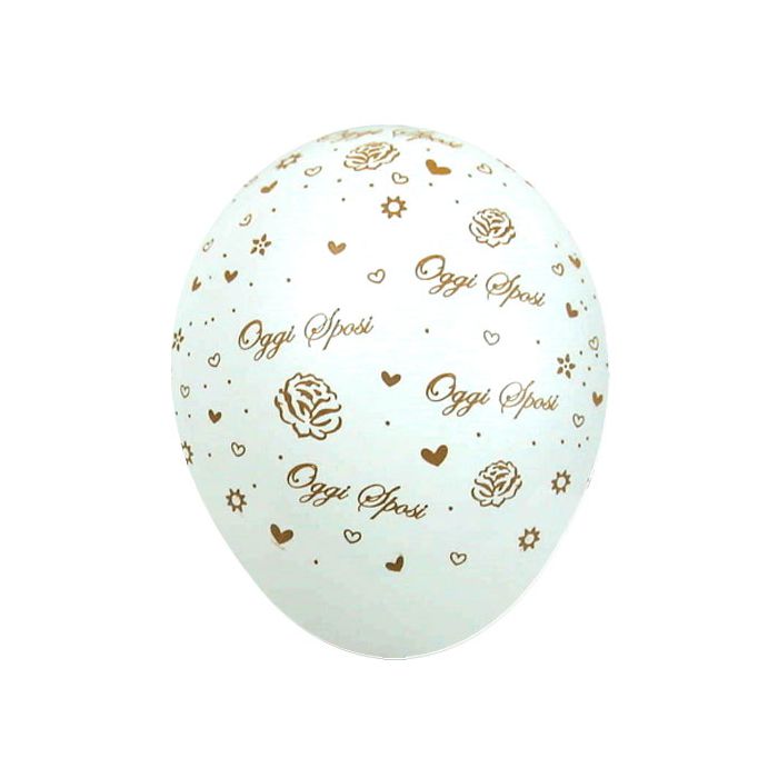 Palloncino Oggi Sposi Rose (5") Pz.100 Colore Standar Bianco 005 Stampa Oro Cm.15 main product photo