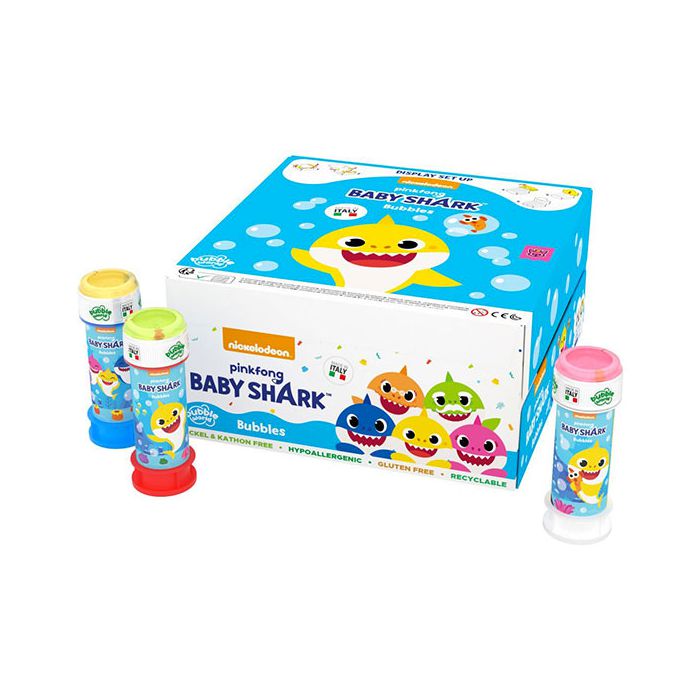 Bolle di sapone Baby Shark con flaconi illustrati, perfette per feste musicali, giochi e intrattenimento baby. main product photo