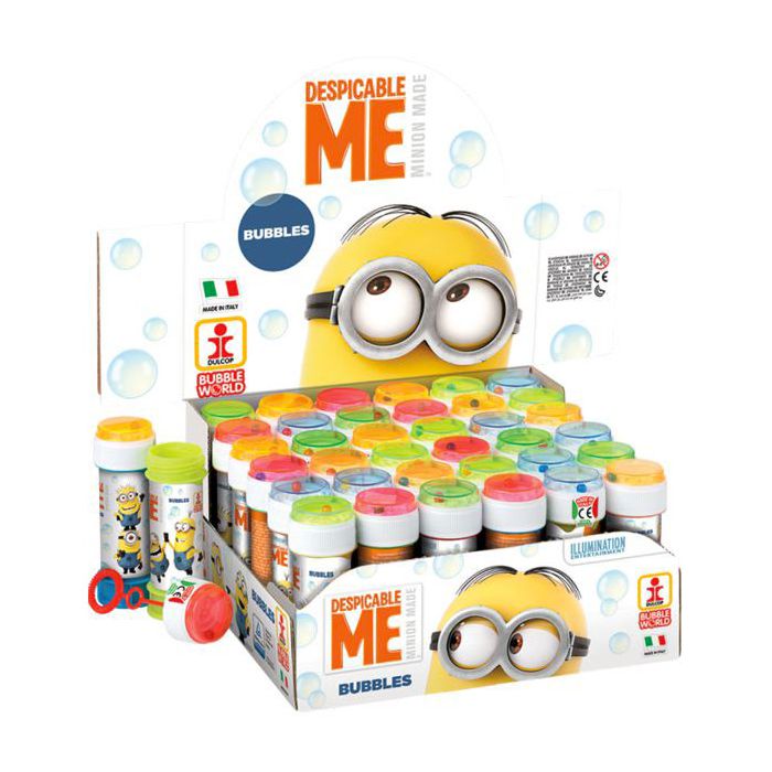 Bolle di sapone Minions con flaconi decorati, ideali come gadget simpatico per feste e giochi vivaci. main product photo