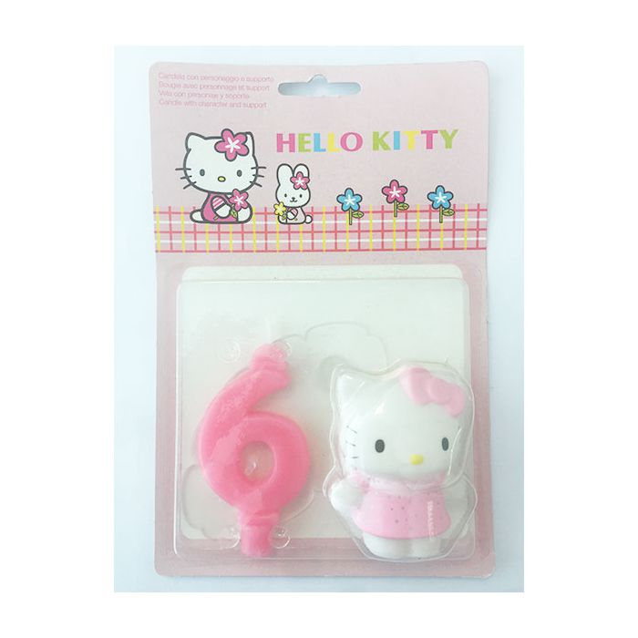 Candela Numero (6) Hello Kitty Pz.1 Cm.9 - Decorazione In Plastica Hello Kitty Con Candela. main product photo