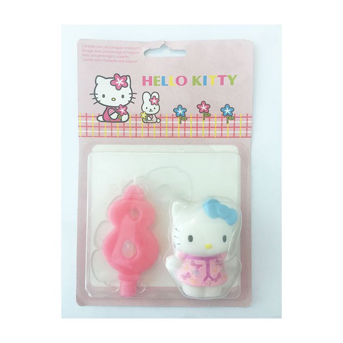 Candela Numero (8) Hello Kitty Pz.1 Cm.9 - Decorazione In Plastica Hello Kitty Con Candela. main product photo