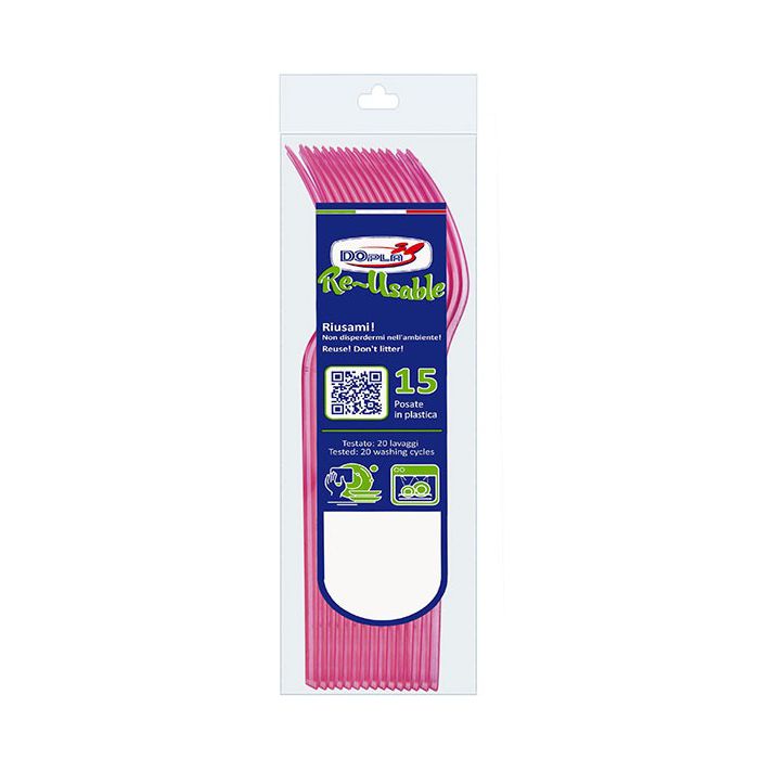 Forchette Fuxia Riutilizzabili Pz.15 main product photo