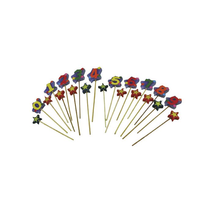 CANDELINE STELLA NUMERALE da(0 - 9) PZ.1 CM.H.18 - 1 STECCO NUMERALE - 2 STECCO DECORATO STELLA main product photo