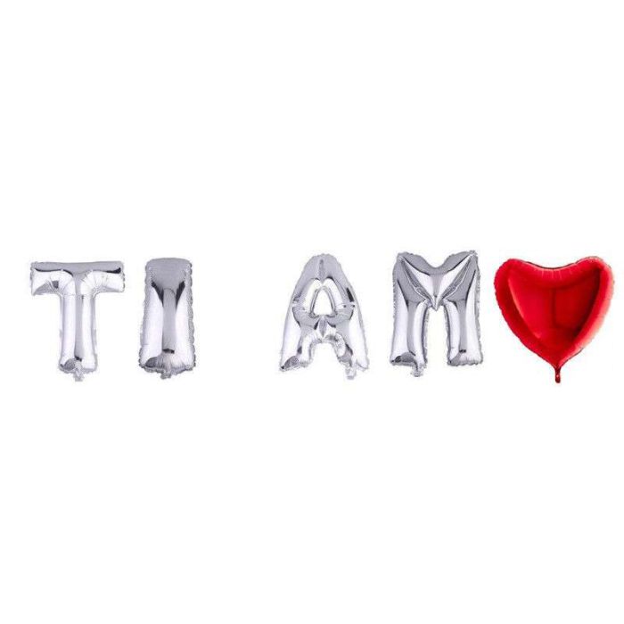 Scritta Ti Amo Argento Con Cuore Rosso Cm.43 main product photo