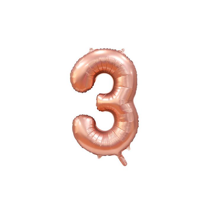 Palloncino 3 Rose Gold Satinato Pz.1 Mylar 34"/cm.86 main product photo