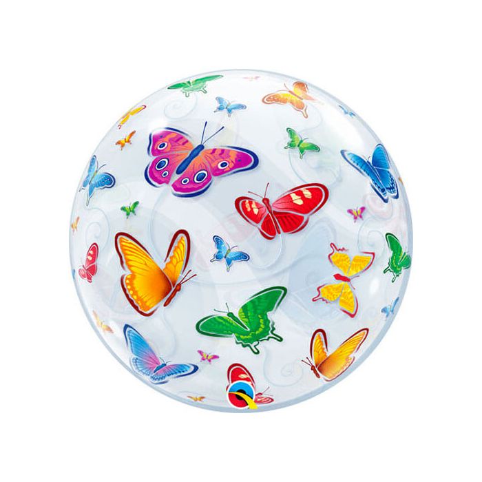 Palloncini Farfalle Colorate Pz.1 Bubble Balloon Tondo 22" Cm.56 main product photo